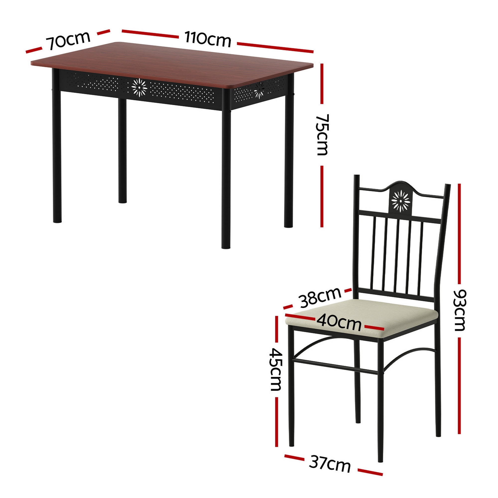 Belmont Dining Set – Brown / Wood – Set of 5