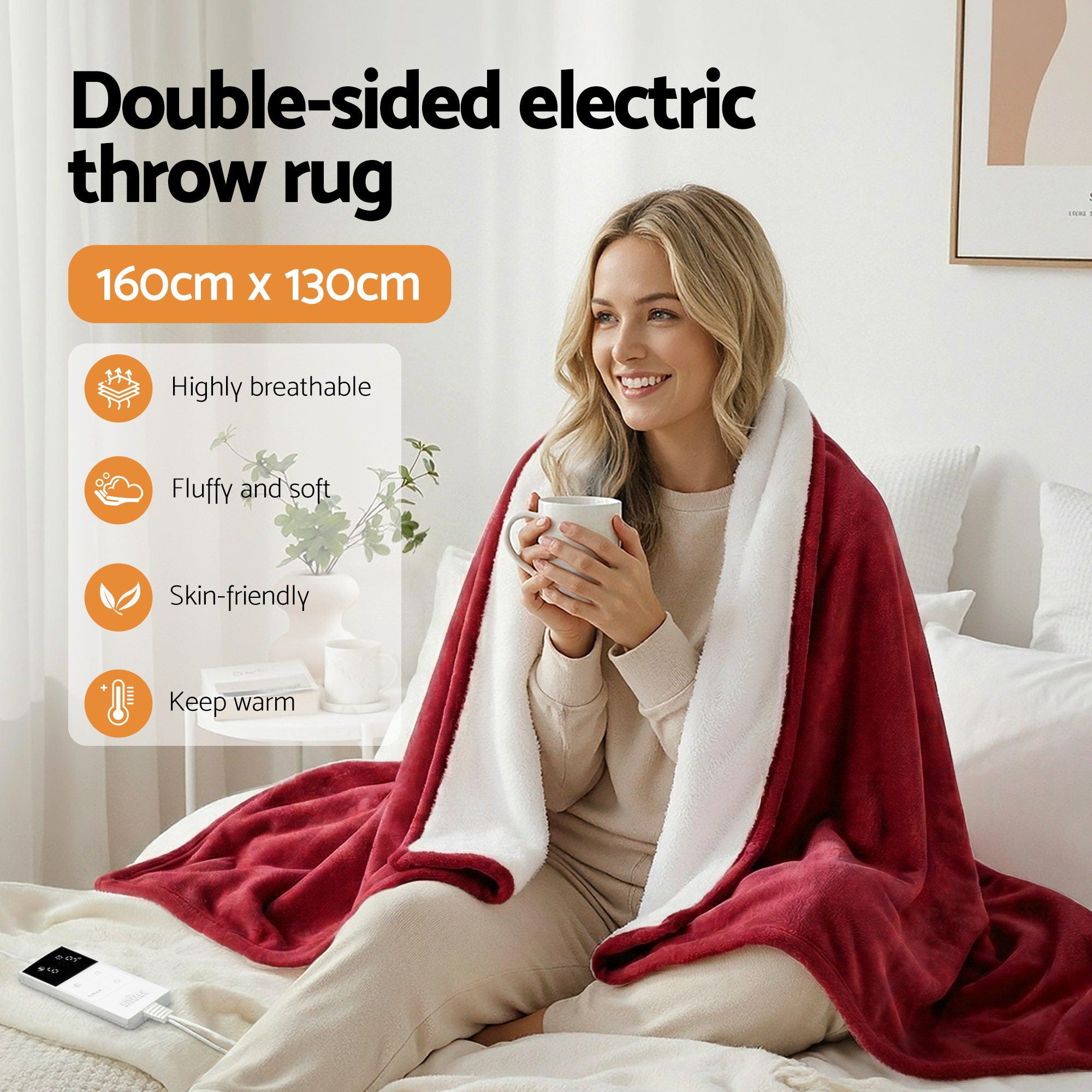 Giselle Electric Throw Blanket – Red – Standard