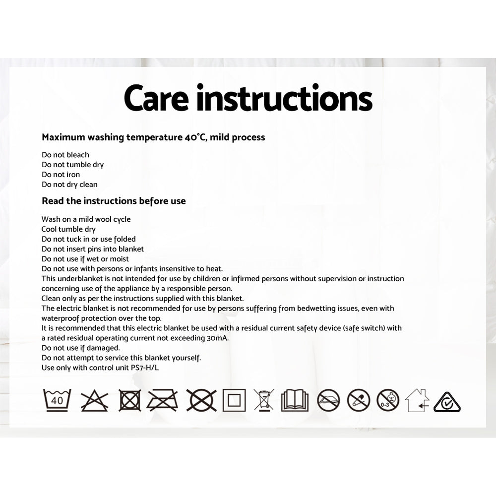 Nova Electric Blanket – White – Single