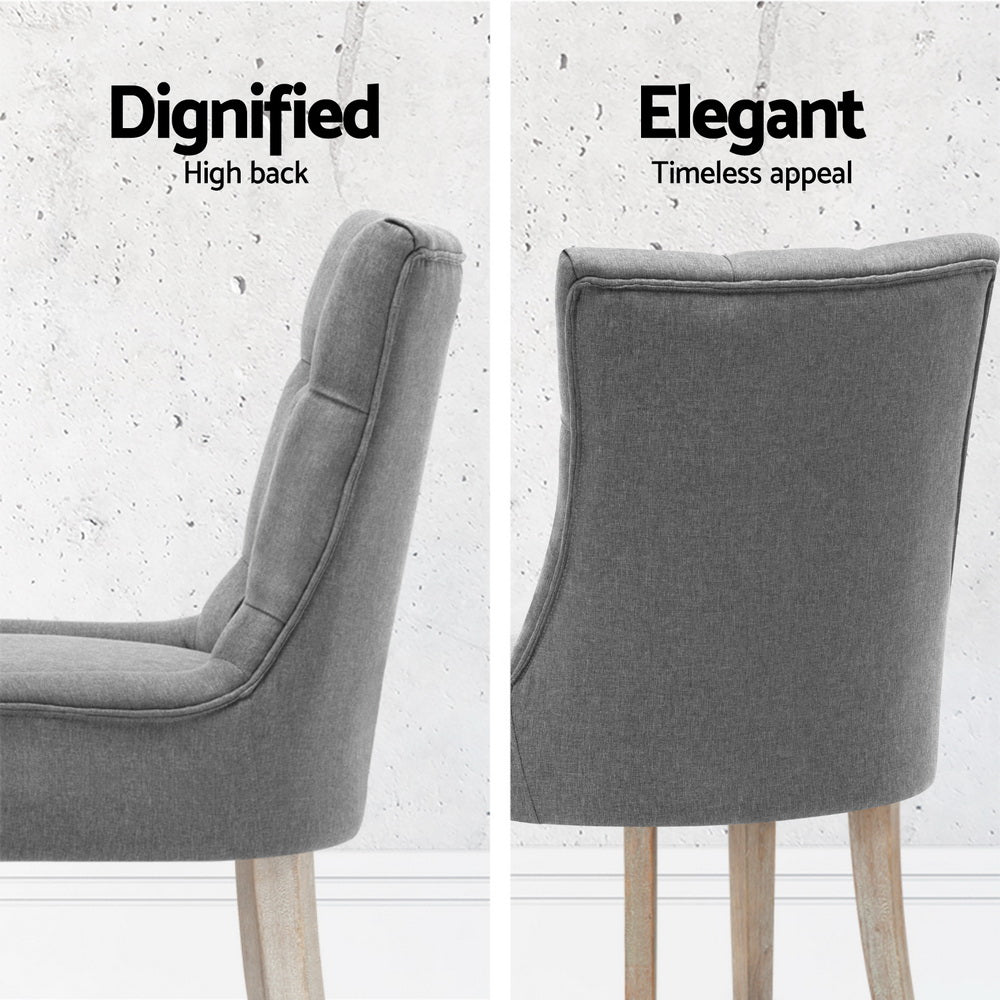 Cayes Linen French Provincial Dining Chairs – Grey – Set of 4
