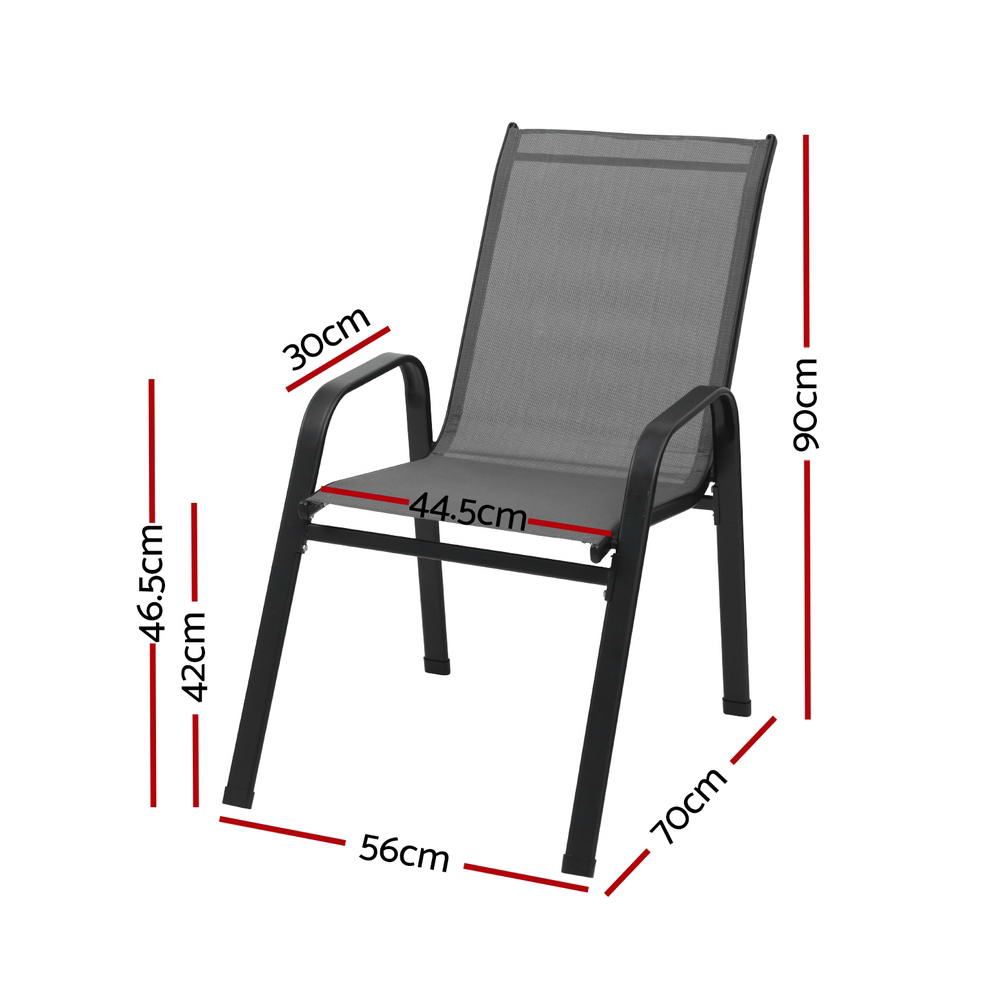 Arlo Outdoor Stackable Chairs – Grey – Set of 6