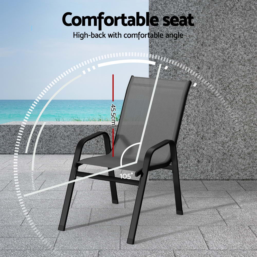 Arlo Outdoor Stackable Chairs – Grey – Set of 6