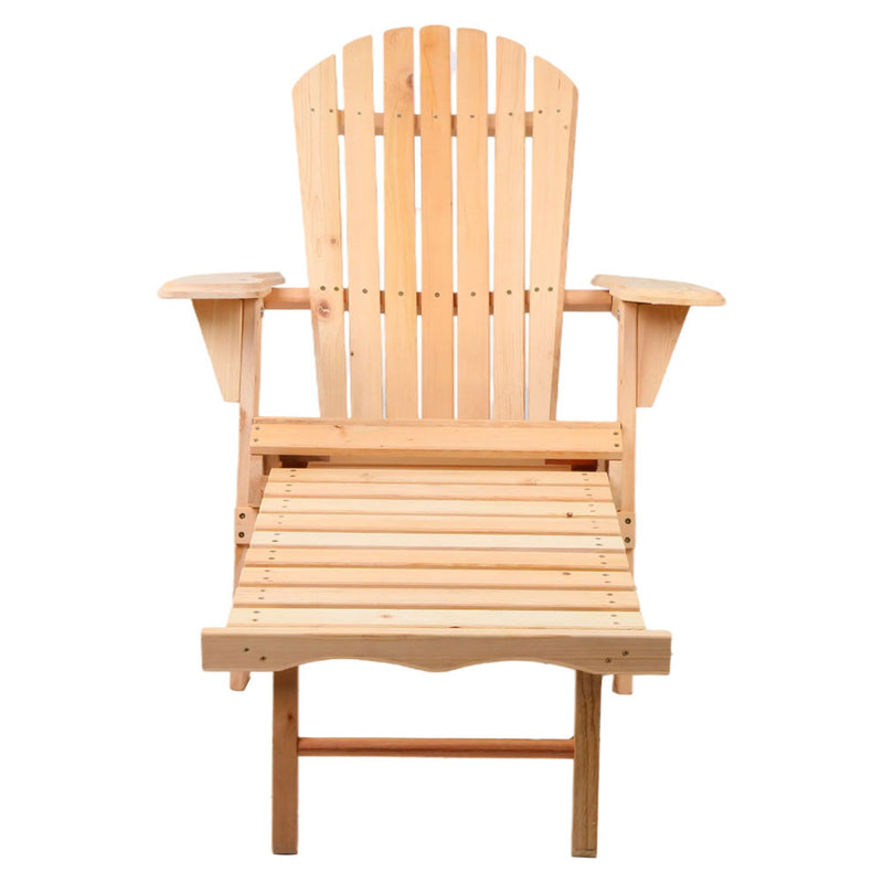 Wooden Adirondack Outdoor Sun Lounge - Natural Color