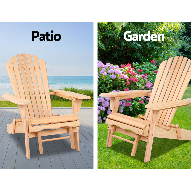 2 PC Adirondack Outdoor Chairs - Natural