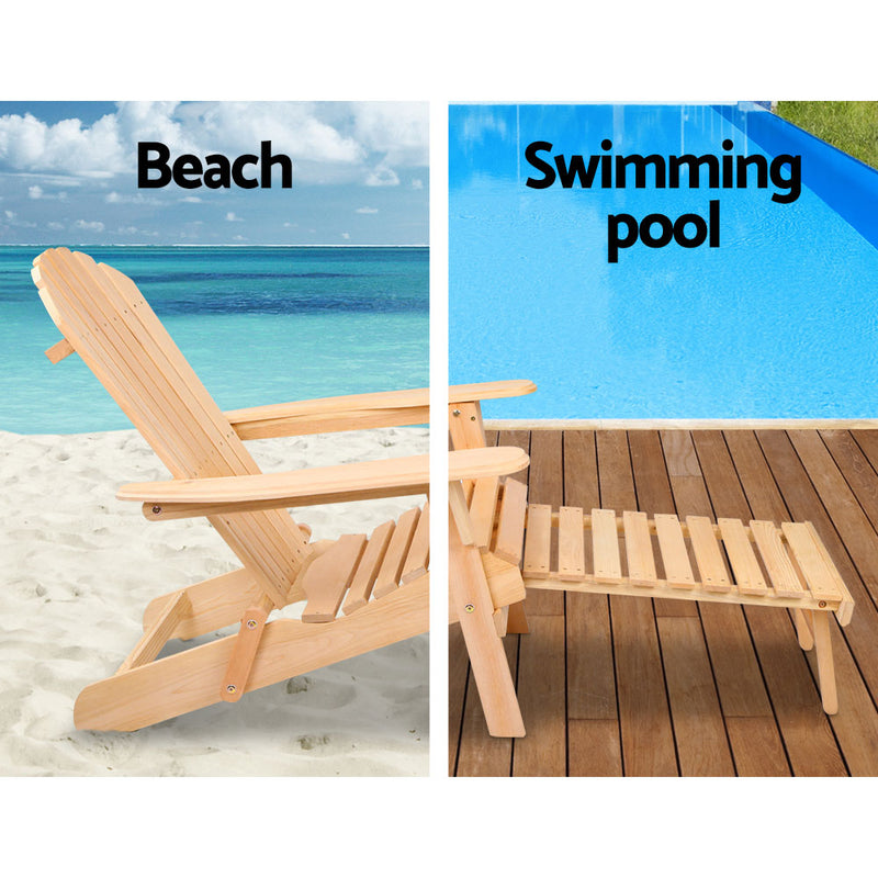 2 PC Adirondack Outdoor Chairs - Natural