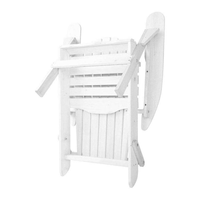 Outdoor Foldable Wooden Beach Chair - White