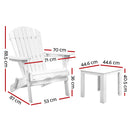 3 PC - Foldable Wooden Beach Chair - White