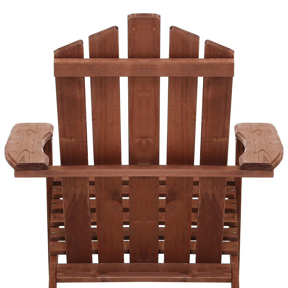Kairo Adirondack Chair Set with Side Table – Brown – Set of 3