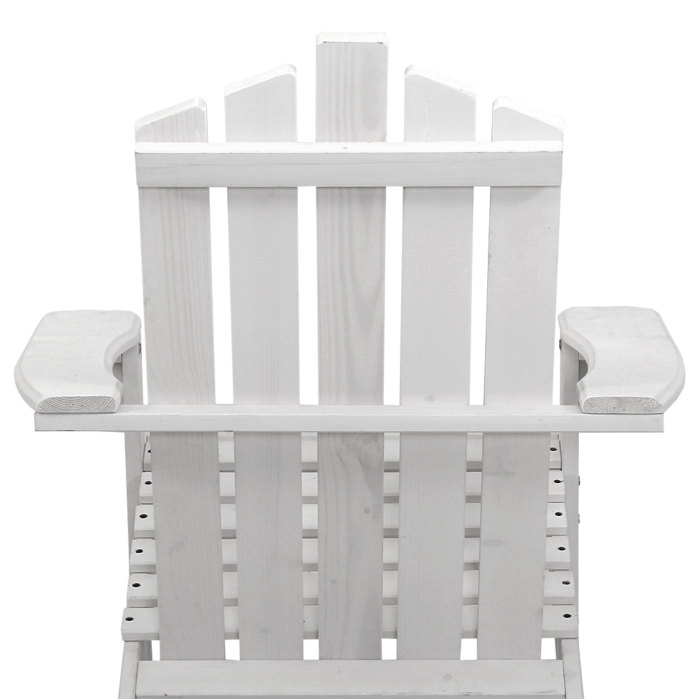 Serano Adirondack Chair Set with Side Table – White – Set of 3