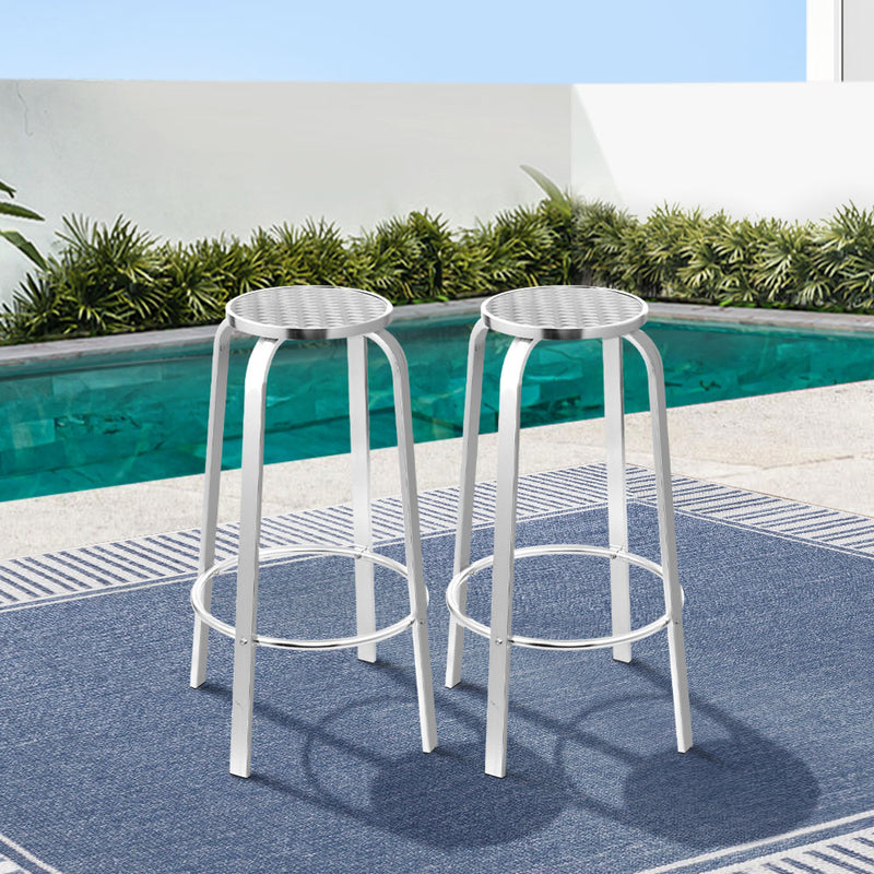 Set of 2 - Indoor/Outdoor Bar Stools - Aluminum