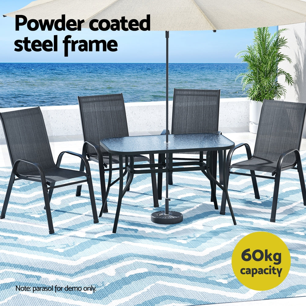 Theron Outdoor Dining Set – Black – 5 Piece