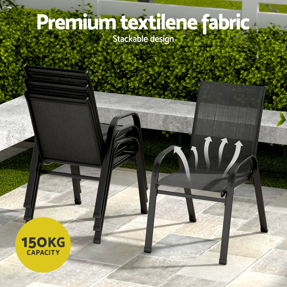 Theron Outdoor Dining Set – Black – 5 Piece