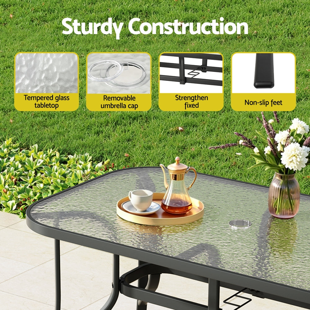 Theron Outdoor Dining Set – Black – 5 Piece