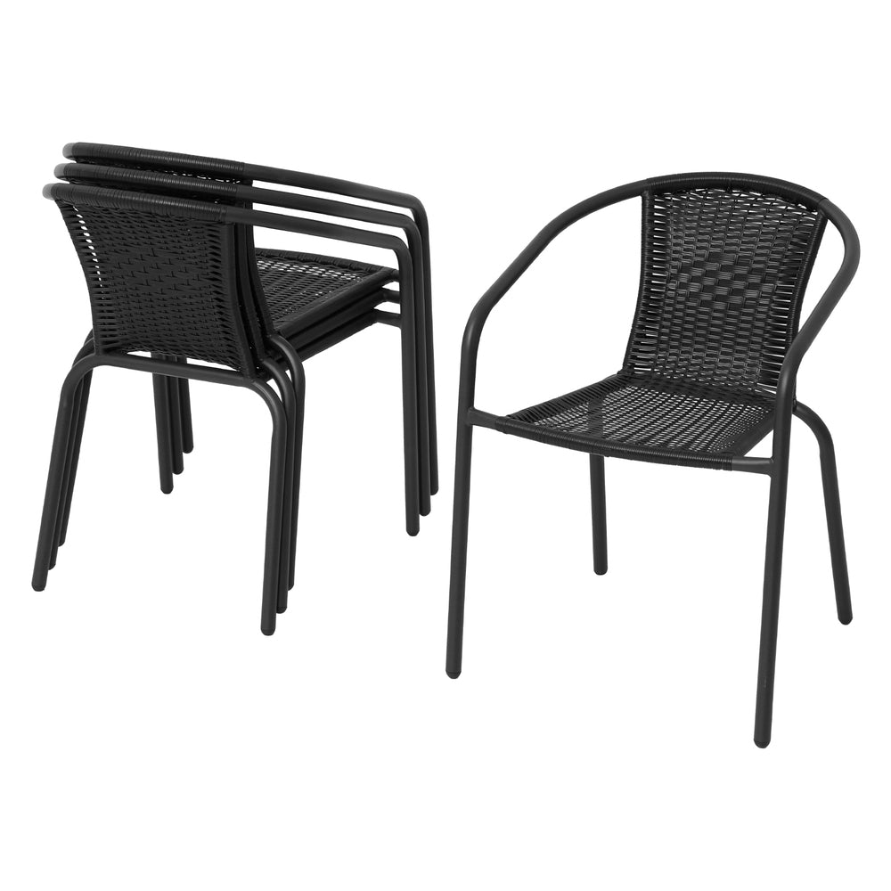 Compact Stackable Dining Set – Black – 5 Piece