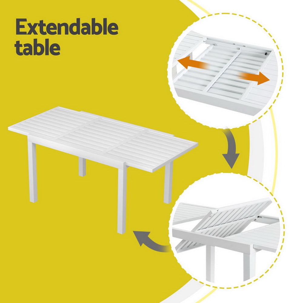 Coastal Extendable Dining Set – White – 5 Piece
