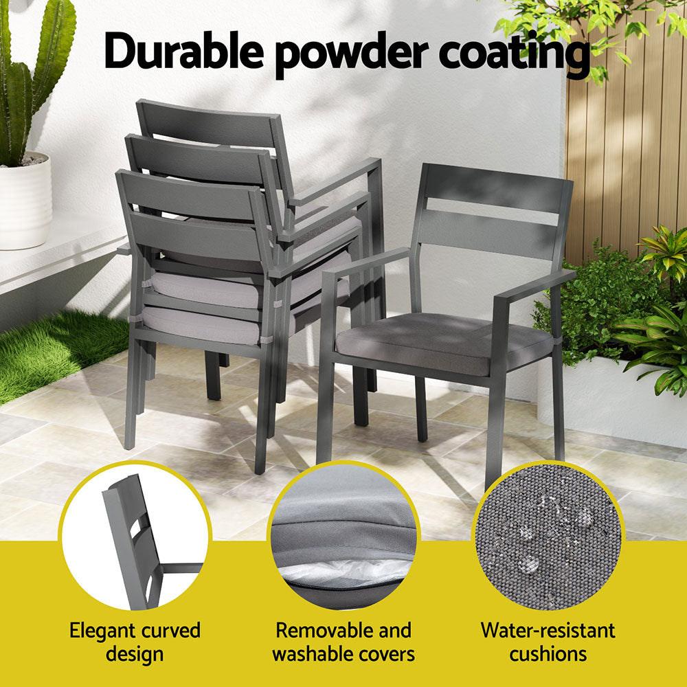 Terrace Outdoor Dining Set – Black – 7 Piece