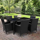 Outdoor Dining Set 7 Piece Wicker Lounge Setting - Black