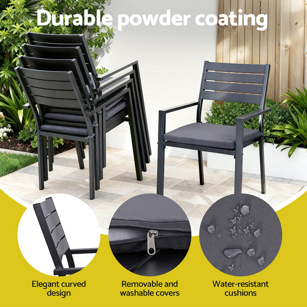 Pavilion Extendable Dining Set – Black – 9 Piece