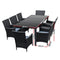 9 Piece Outdoor Wicker Dining - Black