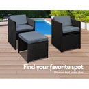 9 Piece Outdoor Wicker Dining Set - Black