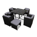 9 Piece Outdoor Wicker Dining Set - Black