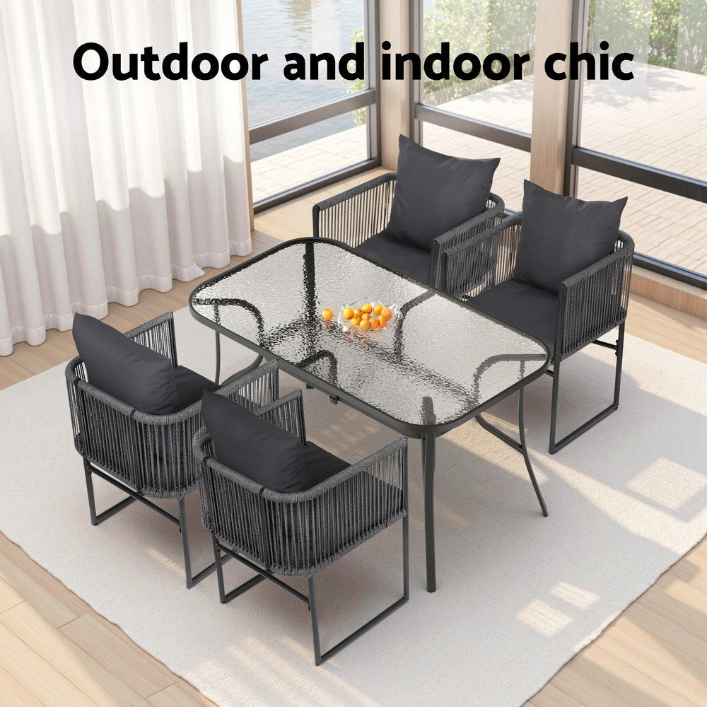 Caelum Outdoor Dining Set – Black – 5 Piece