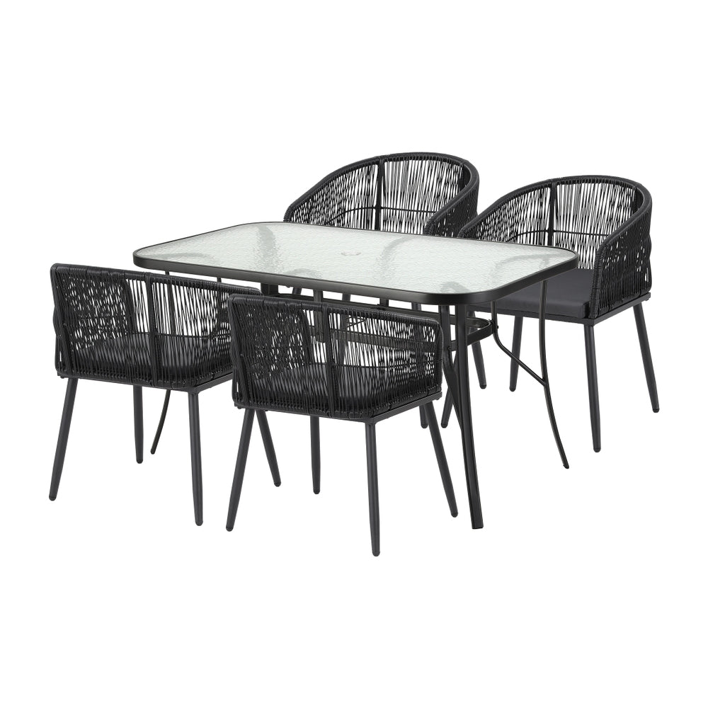 Atlas Outdoor Dining Set – Black – 5 Piece