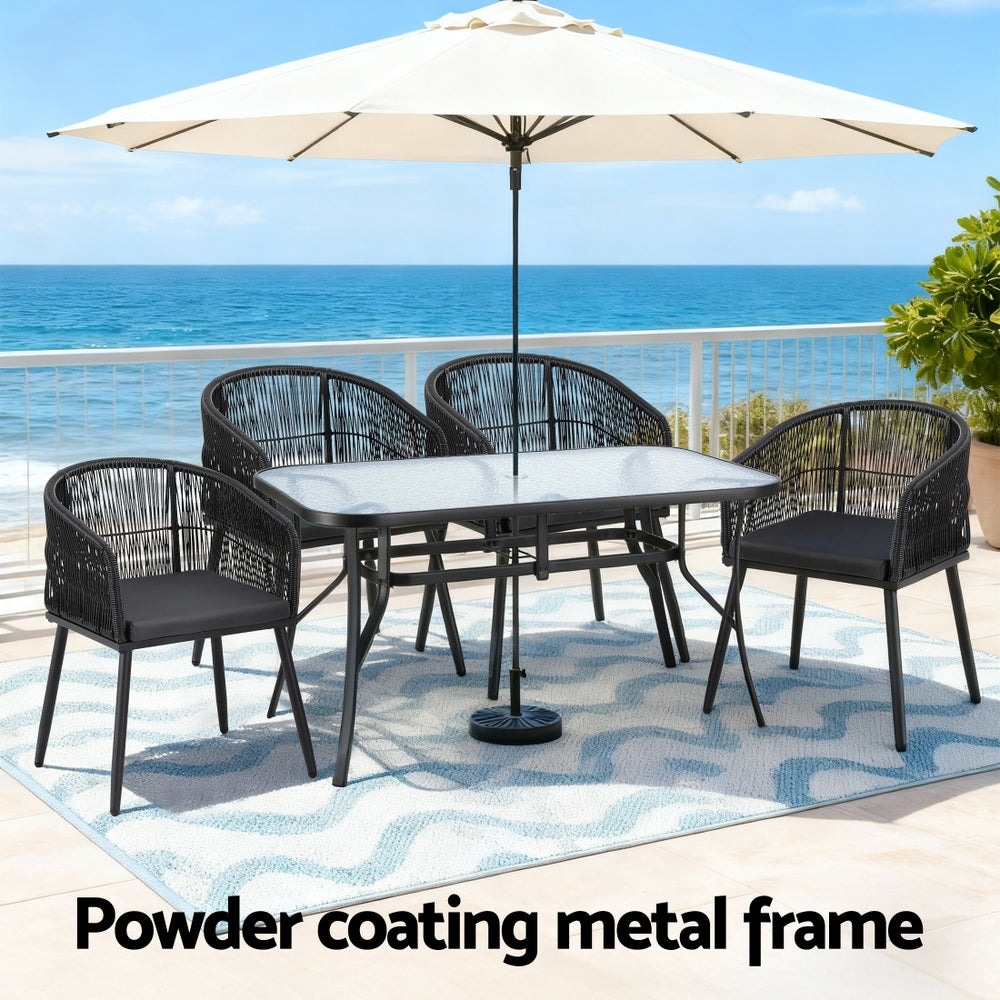 Atlas Outdoor Dining Set – Black – 5 Piece