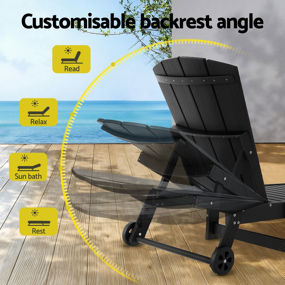 Marina HDPE Outdoor Lounger Set – Black – 3 Piece