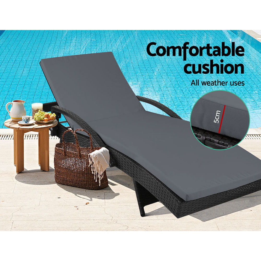Cove Sun Lounger – Black – Set of 2