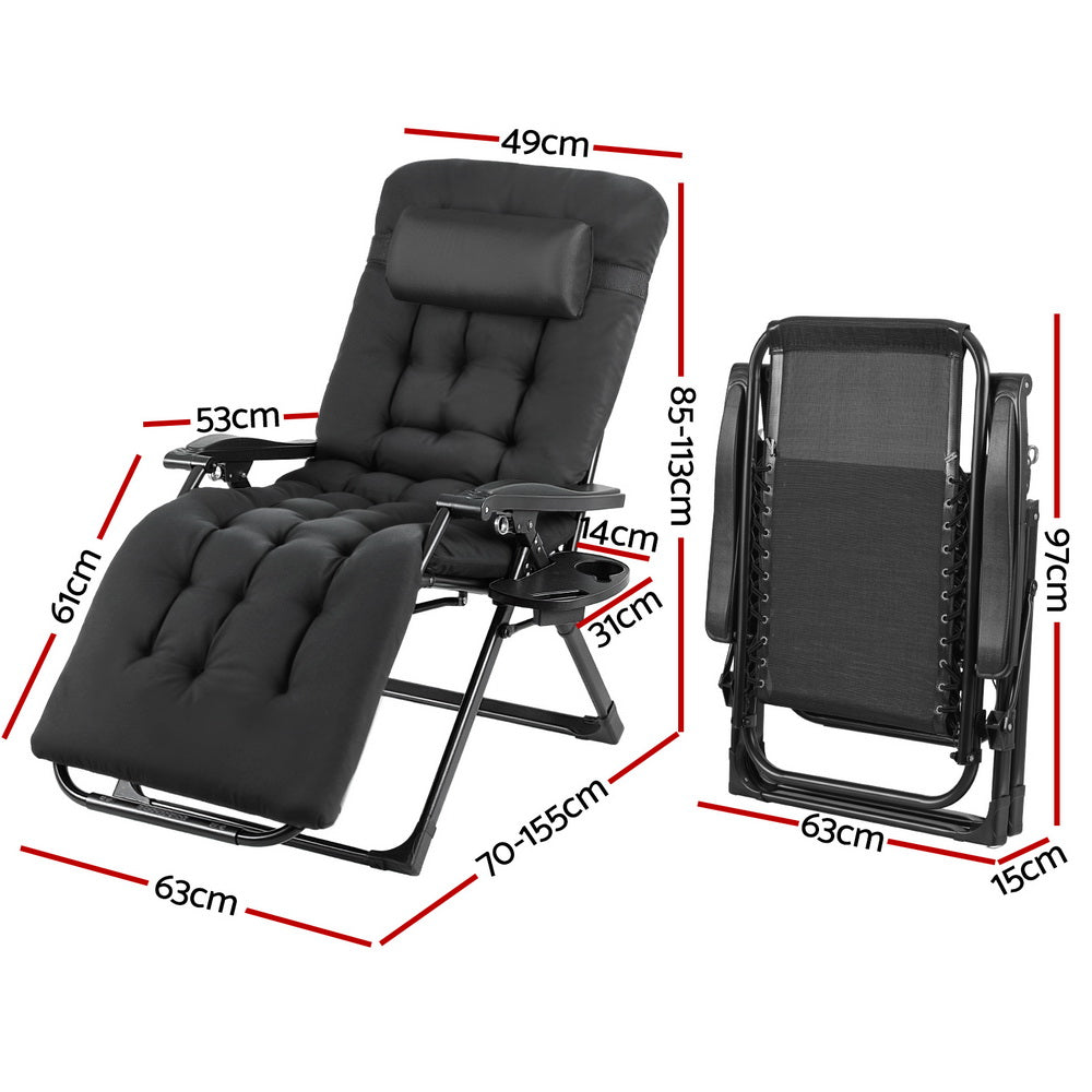 Zenith Zero Gravity Sun Lounger – All Black – Folding