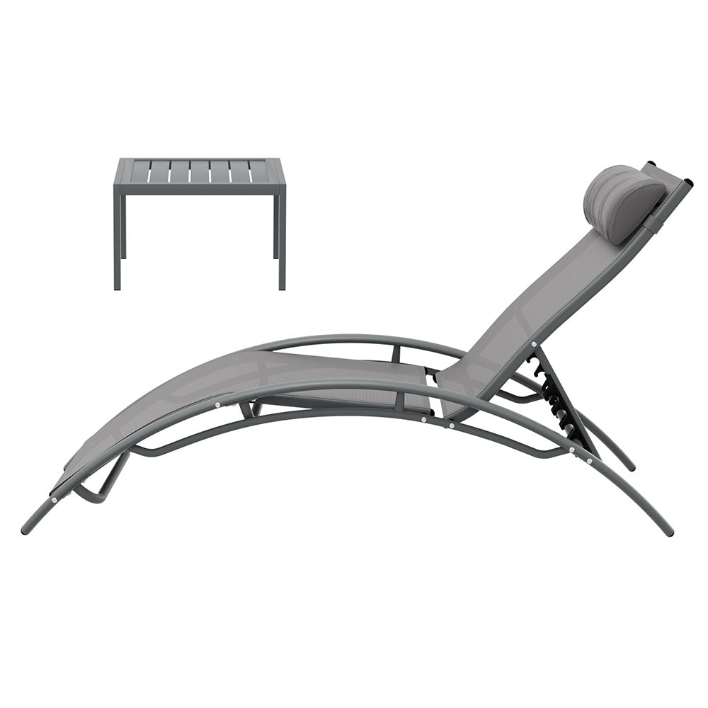 Arlo 3-Piece Sun Lounger Set – Grey – Steel Frame