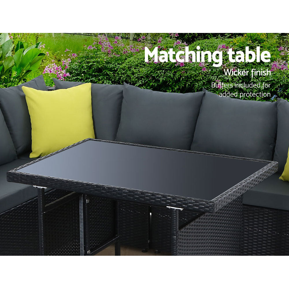 Kairo Modular Outdoor Dining Set – Black – Set of 4