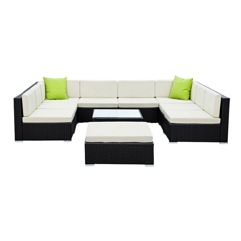 Cove Outdoor Sofa Set – Black – 10 Piece