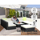 10-Piece Outdoor Wicker Sofa Lounge Set - 9 Seater