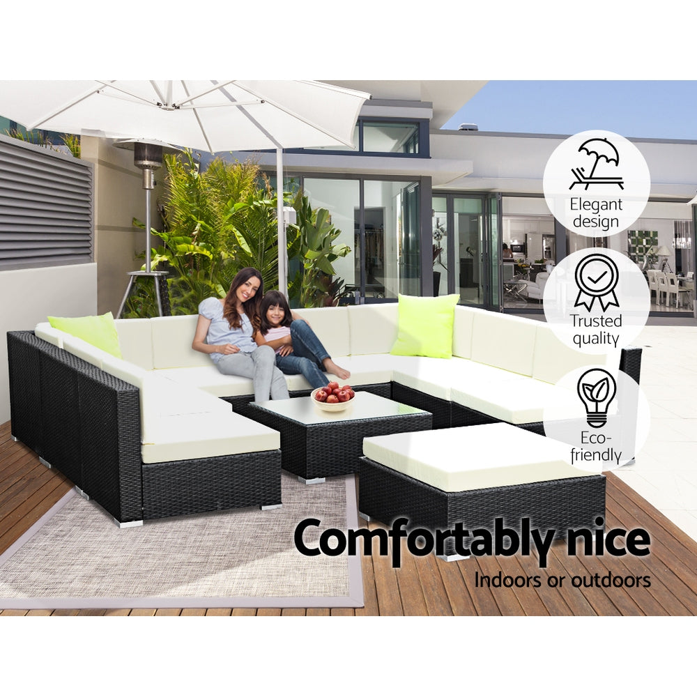 Halston Outdoor Wicker Lounge Set – Grey – 10 Piece