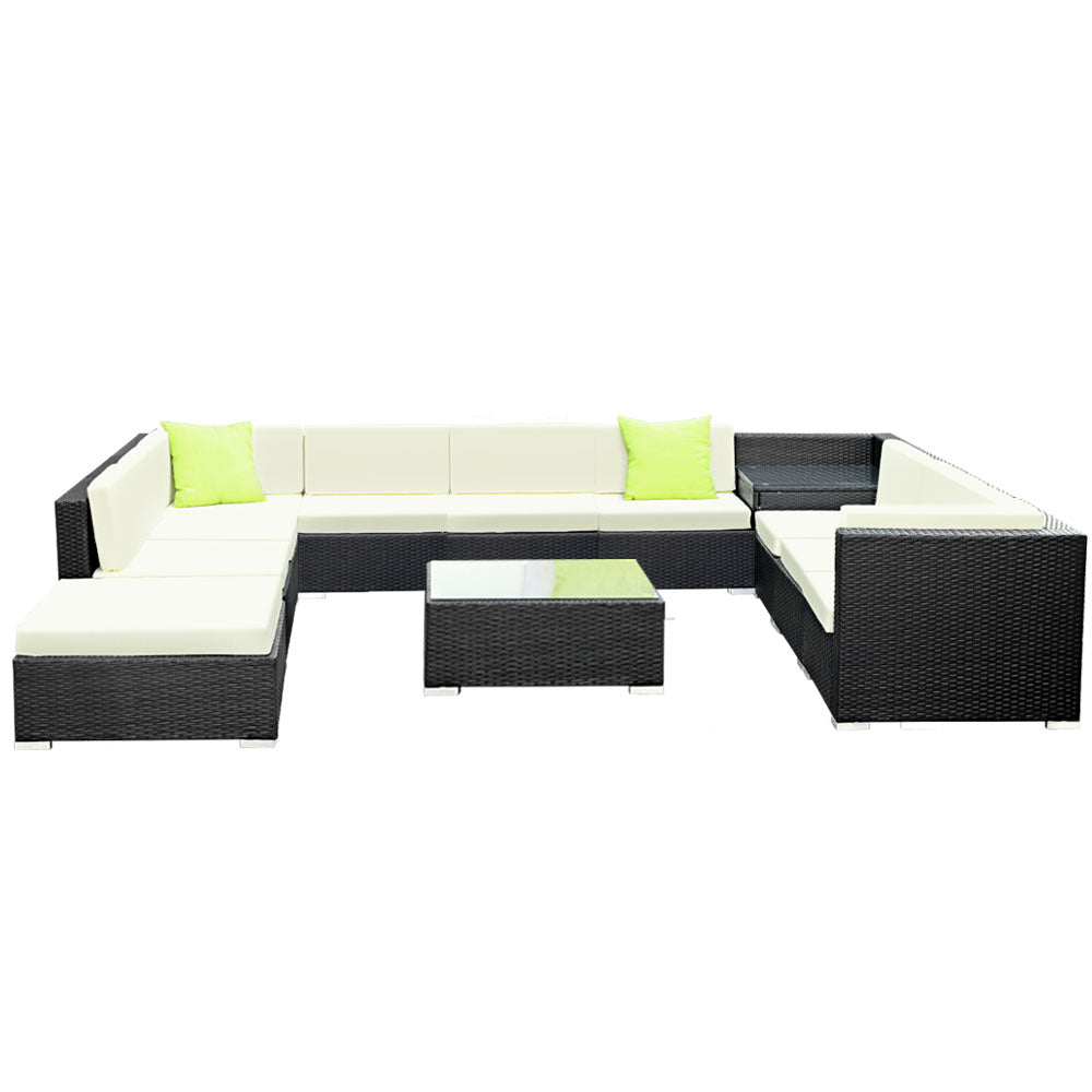 Halston Outdoor Sofa Set – Black – 12 Piece