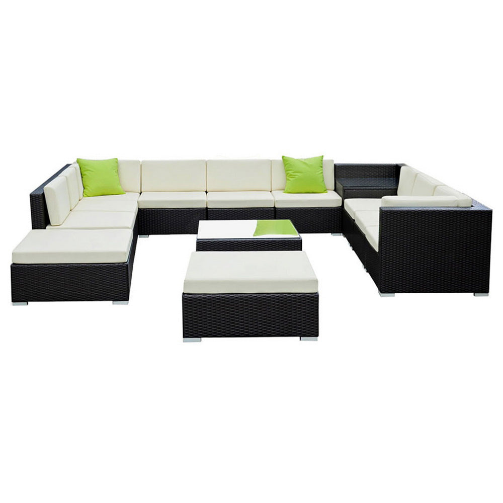 Hudson Outdoor Sofa Set – Black – 13 Piece