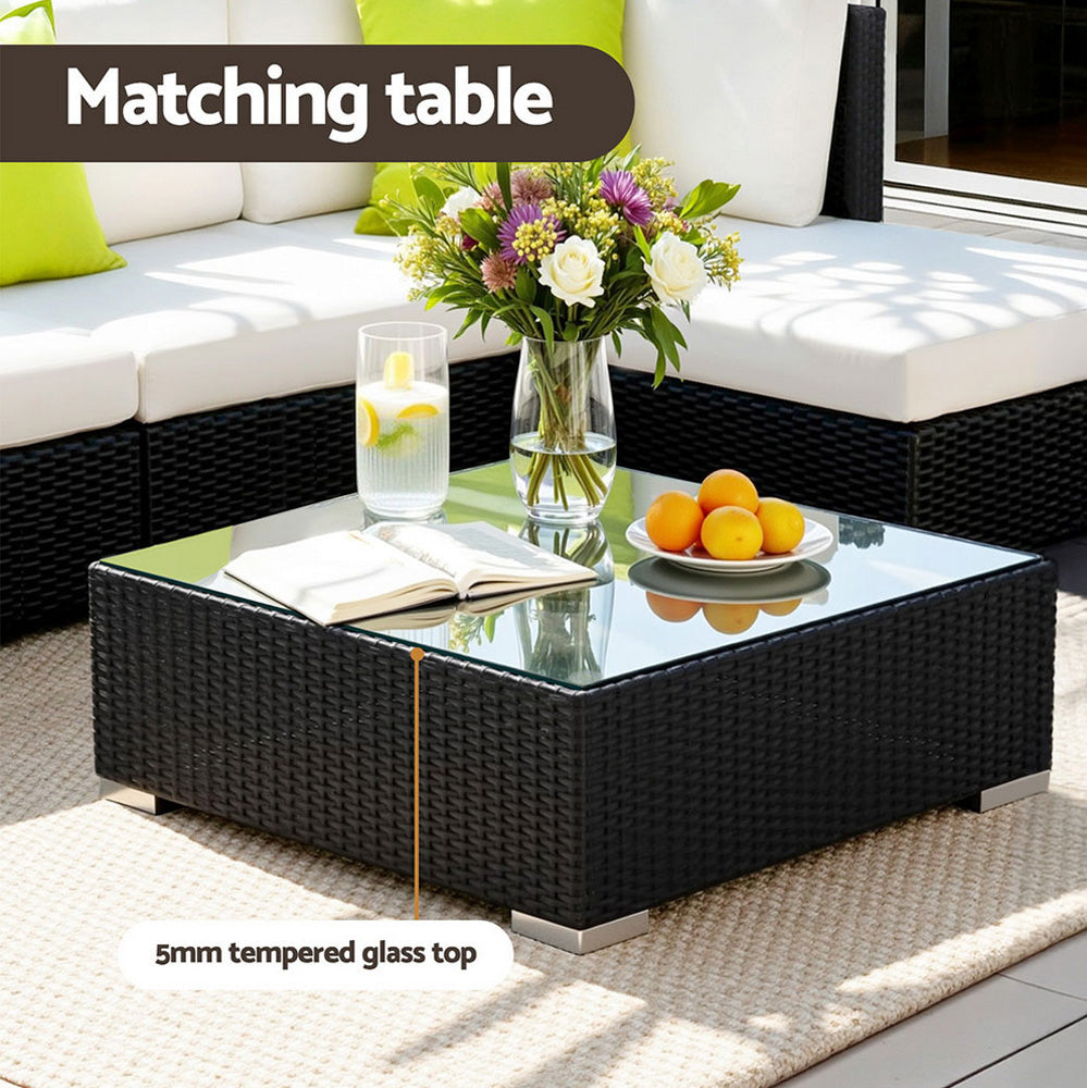 Hudson Outdoor Sofa Set – Black – 13 Piece