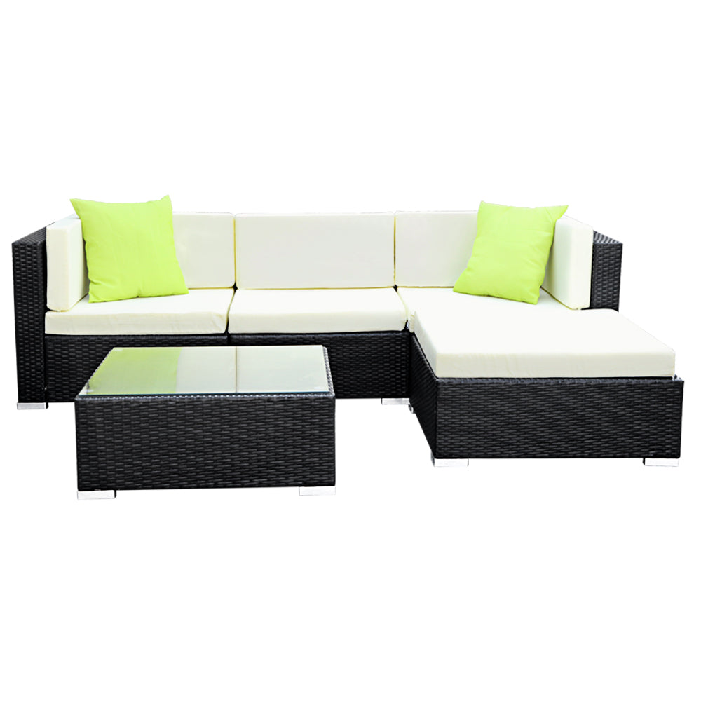 Nara Outdoor Wicker Sofa Set – Grey – 5 Piece