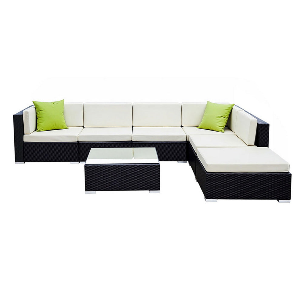 Cove Outdoor Sofa Set – Black – 7 Piece