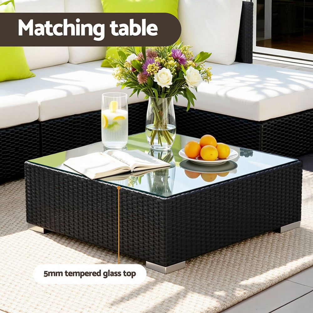 Cove Outdoor Sofa Set – Black – 7 Piece