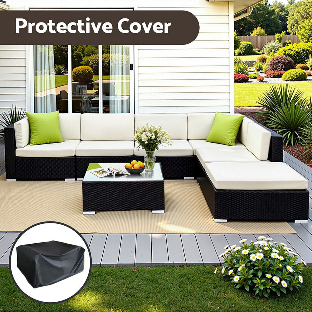 Cove Outdoor Sofa Set – Black – 7 Piece
