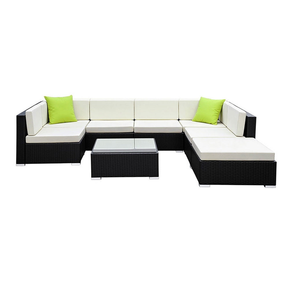 Atlas Outdoor Sofa Set – Black – 8 Piece