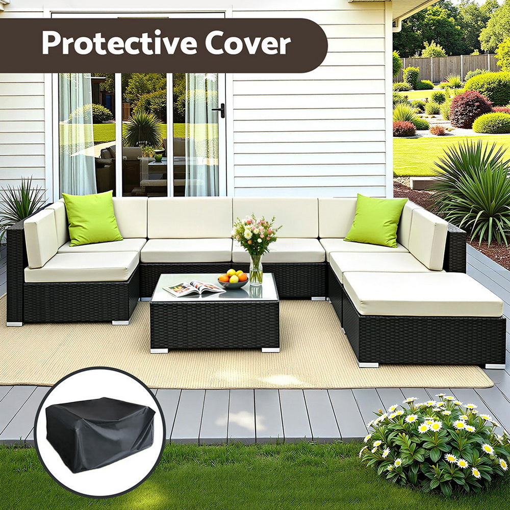 Atlas Outdoor Sofa Set – Black – 8 Piece