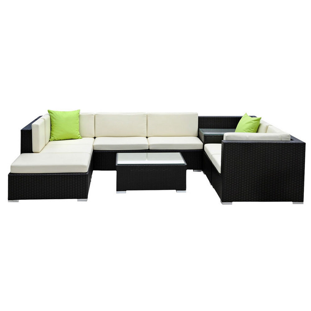 Nova Outdoor Sofa Set – Black – 9 Piece