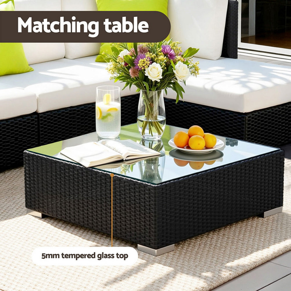 Nova Outdoor Sofa Set – Black – 9 Piece