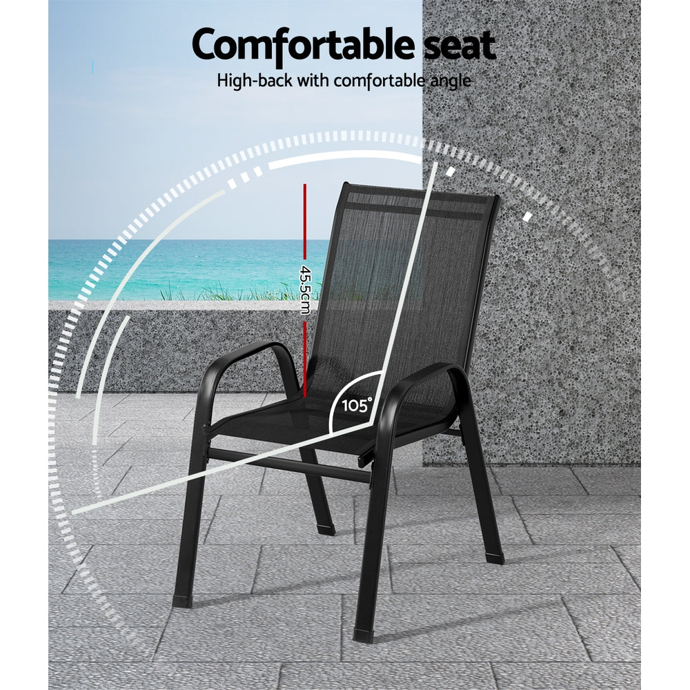 Traverse Stackable Outdoor Chairs – Black – Set of 2
