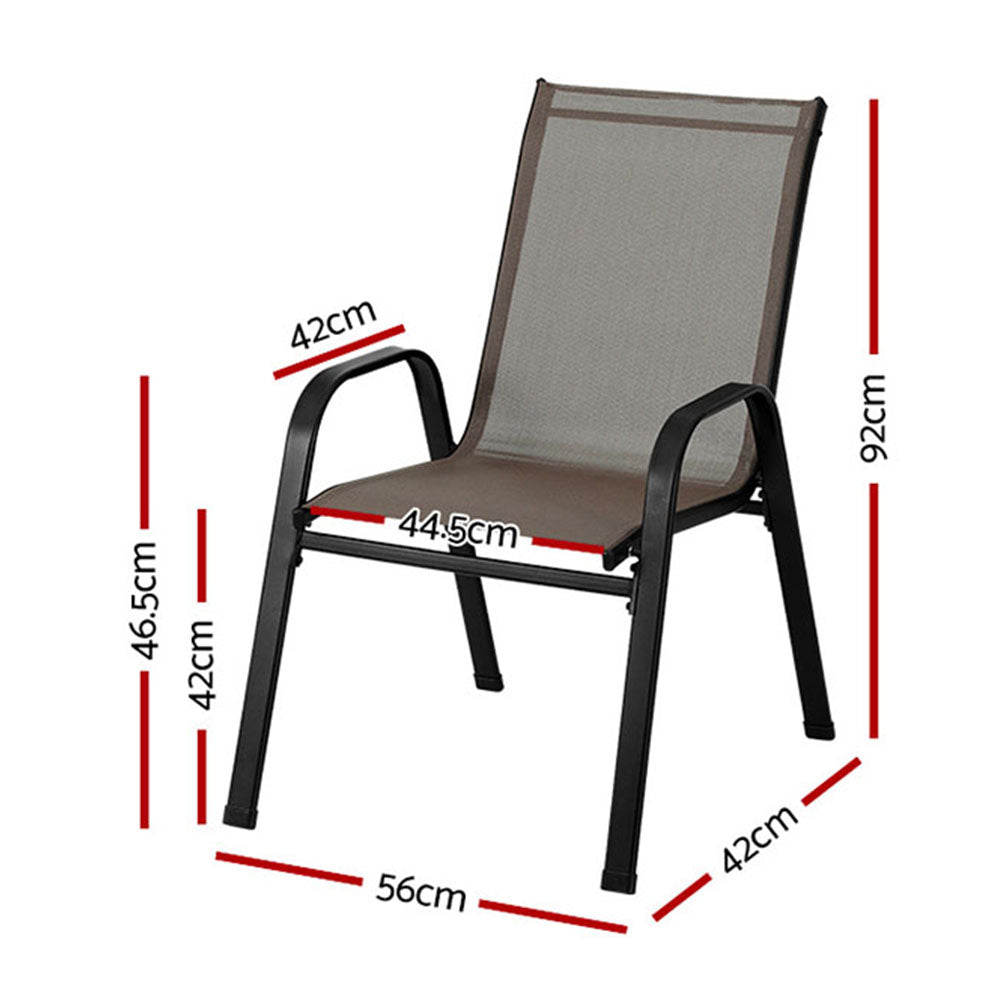 Arlo Outdoor Stackable Chairs – Brown – Set of 6