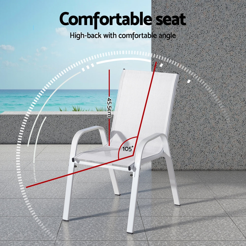 Caspian Stackable Lounge Chairs – White – Set of 4
